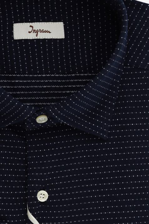 Camisa Hombre Ingram Regular Diseño  100% algodón cuello Italiano Manga larga