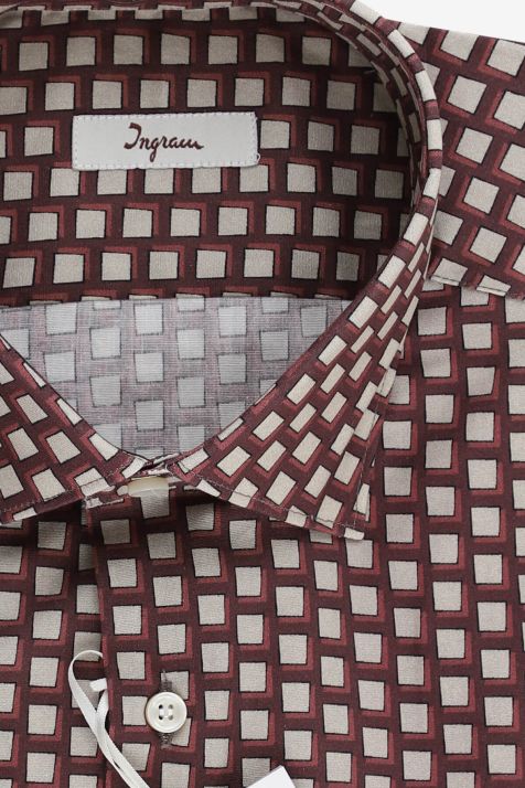 Camisa Hombre Ingram Slim Estampada 98% algodón 2% cada uno cuello Francés Manga larga