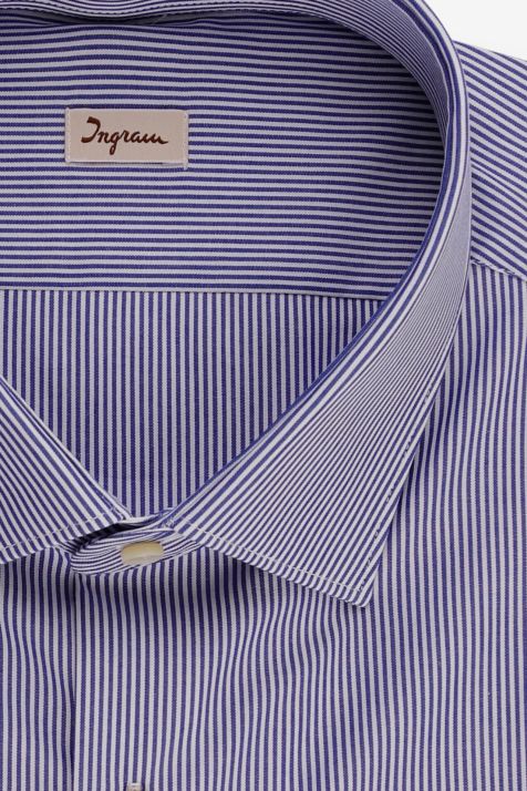 Men's Shirt Ingram Slim Stripe 100% cotton collar French Long sleeve
