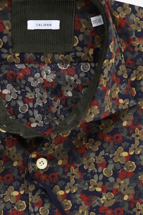 Camisa Hombre Caliban Regular Estampada 100% algodón cuello Francés Manga larga
