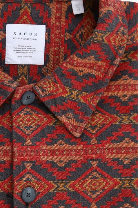 Men's Shirt Xacus Regular Patterned 100% cotton collar Italian Long sleeve