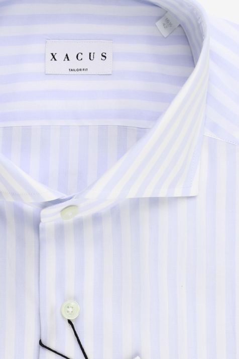 Camisa Hombre Xacus Regular Rayas 100% lino cuello Francés Manga larga