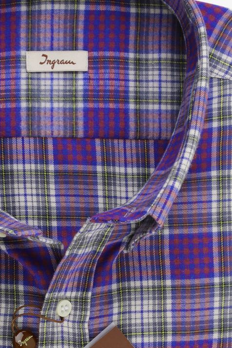 Camisa Hombre Ingram Classic Cuadros 100% algodón cuello Abotonado Manga larga