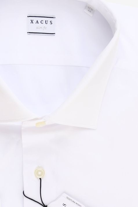 Camisa Hombre Xacus Slim Lisa 100% algodón cuello Francés Manga larga