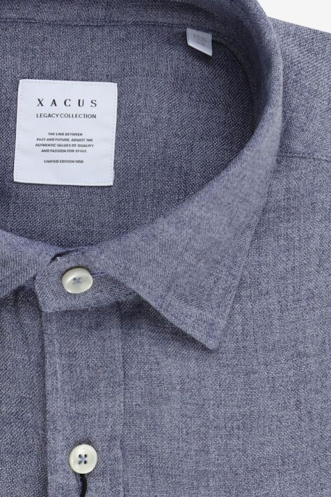 Hemd Herren Xacus Regular Einfarbig 70% Modal 30% Wolle kragen Italienisch Lange Ärmel