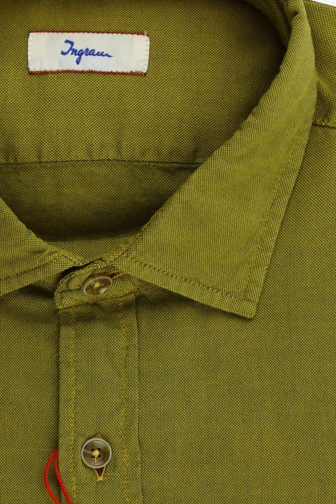Men's Shirt Ingram Slim Plain 100% cotton collar Italian Long sleeve