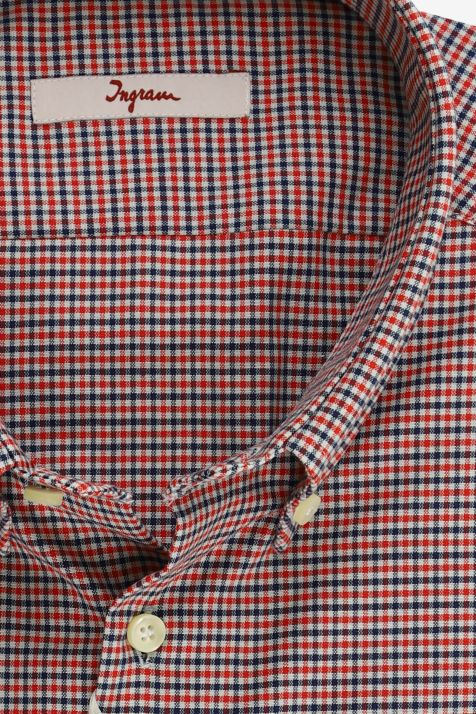 Men's Shirt Ingram Slim Check 100% cotton collar Button down Long sleeve