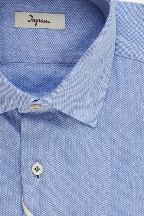 Hemd Herren Ingram Slim Halb Unifarben 100% Baumwolle kragen Französisch Lange Ärmel