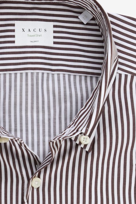 Men's Shirt Xacus Regular Not Iron Stripe 100% cotton collar Button down Long sleeve