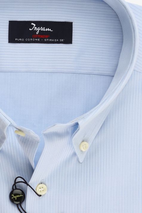 Chemise Homme Ingram Regular Sans Repassage Rayures 100% coton col Boutonné Manche longue