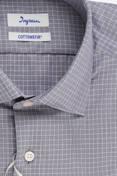 Camisa Hombre Ingram Slim Cuadros 100% algodón cuello Francés Manga larga