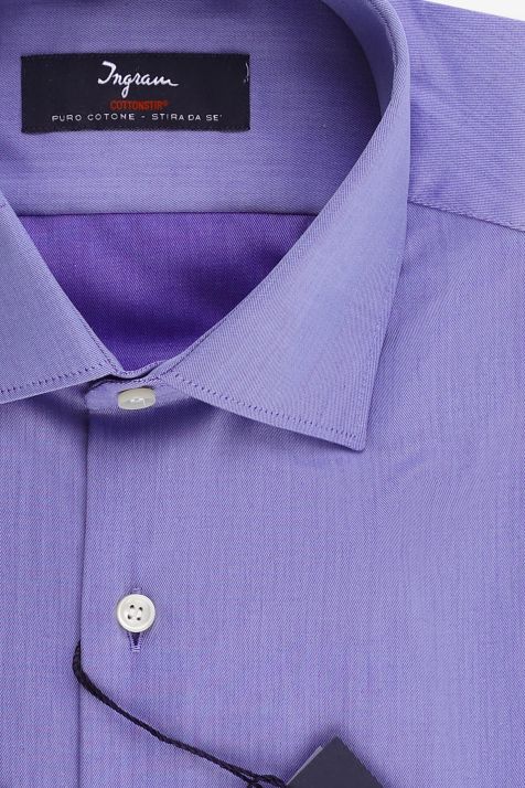 Hemd Herren Ingram Slim Einfarbig 100% Baumwolle kragen Französisch Lange Ärmel