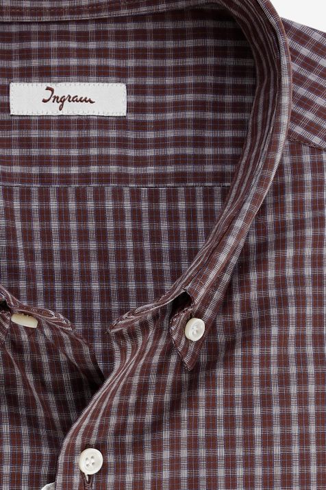 Hemd Herren Ingram Slim Karo 100% Baumwolle kragen Button-Down Lange Ärmel