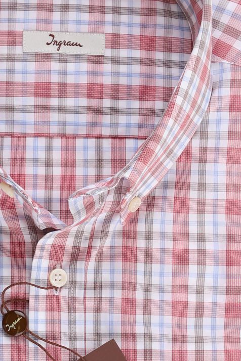 Men's Shirt Ingram Classic Check 100% cotton collar Button down Long sleeve