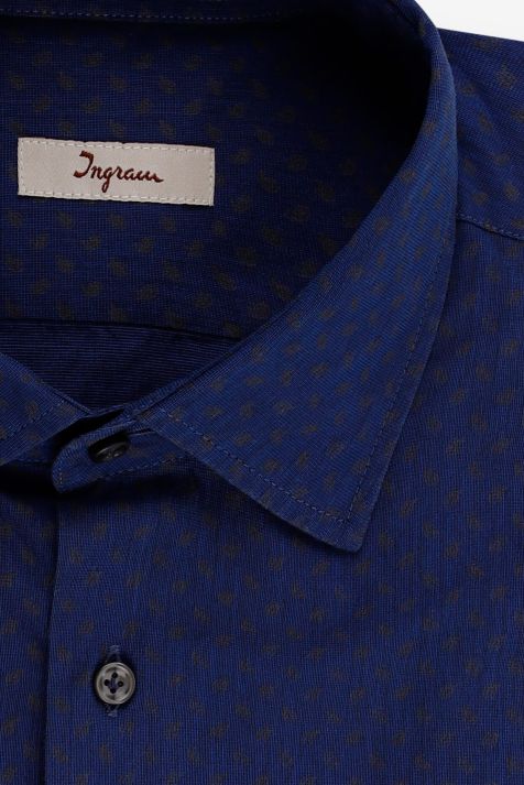 Men's Shirt Ingram Slim Semi-plain 100% cotton collar French Long sleeve