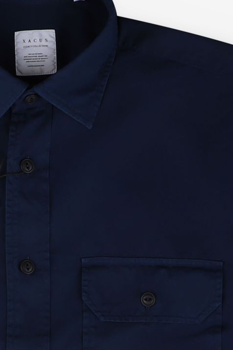 Camisa Hombre Xacus Regular Lisa 100% algodón cuello Italiano Manga larga