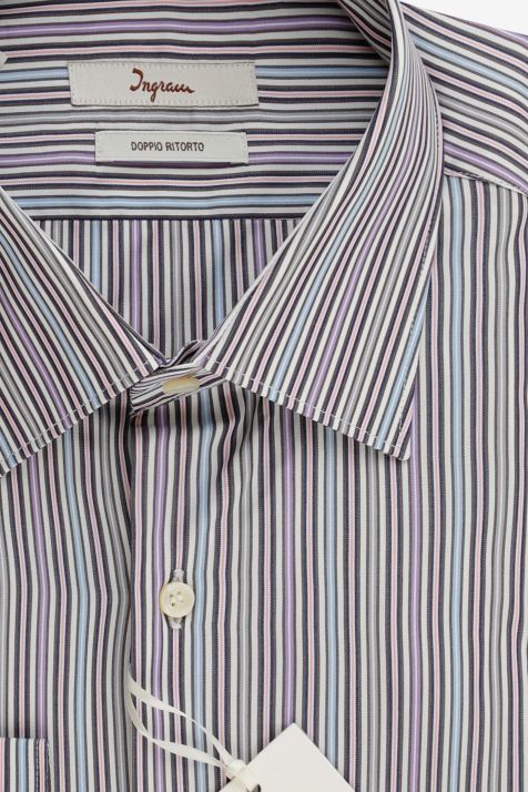 Men's Shirt Ingram Slim Stripe 100% cotton collar Italian Long sleeve