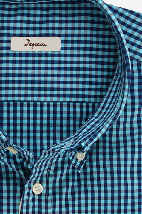 Hemd Herren Ingram Classic Karo 72 % Baumwolle, 27 % Polyamid, 1 % Elastan kragen Button-Down Lange Ärmel
