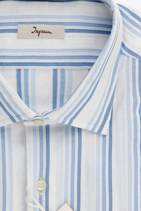 Camisa Hombre Ingram Slim Rayas 90% algodón 10% poliéster  cuello Francés Manga larga