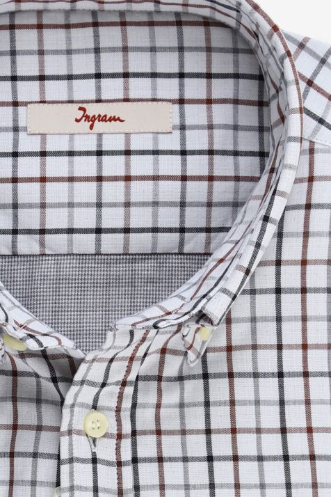 Camisa Hombre Ingram Classic Cuadros 100% algodón cuello Abotonado Manga larga