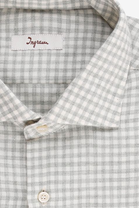 Men's Shirt Ingram Slim Check 80% Co 20% Wo collar French Long sleeve