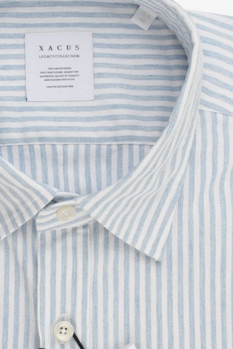Hemd Herren Xacus Regular Streifen 100% Baumwolle kragen Italienisch Lange Ärmel
