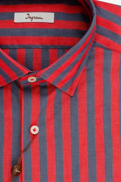 Camisa Hombre Ingram Regular Rayas 100% algodón cuello Francés Manga larga