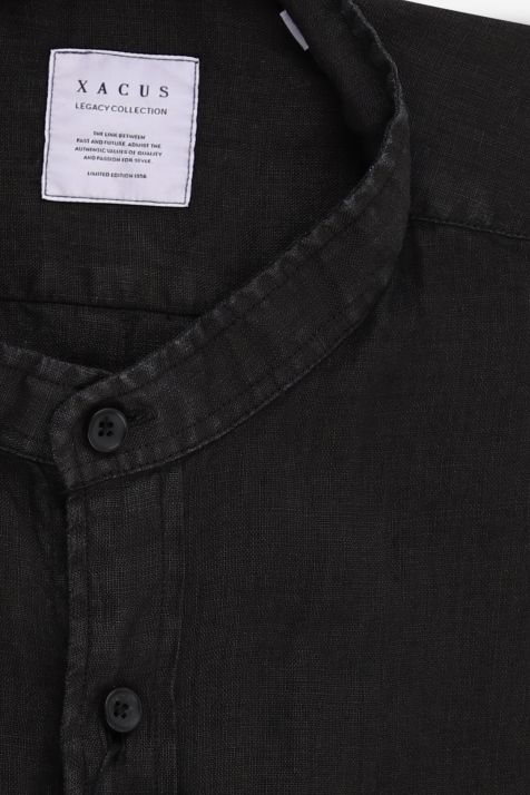 Men's Shirt Xacus Regular Plain 100% linen collar Italian Long sleeve