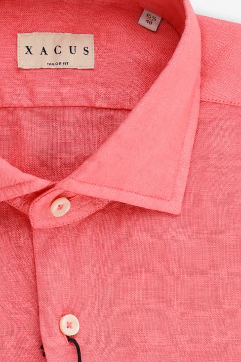 Men's Shirt Xacus Regular Plain 100% linen collar French Long sleeve