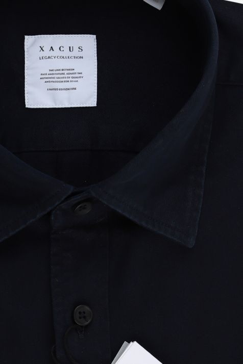 Men's Shirt Xacus Regular Plain 100% cotton collar Italian Long sleeve