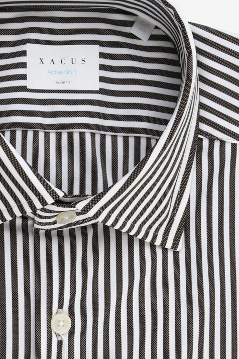Men's Shirt Xacus Regular Stripe 86%  polyamide 14% elastane collar French Long sleeve