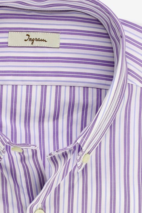 Men's Shirt Ingram Regular Stripe 100% cotton collar Button down Long sleeve