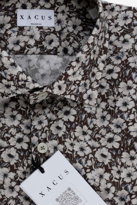 Camisa Hombre Xacus Regular Estampada 100% algodón cuello Francés Manga larga