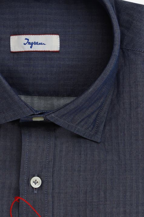 Camisa Hombre Ingram Classic Rayas 100% algodón cuello Francés Manga larga