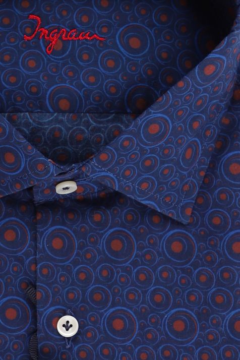 Camisa Hombre Ingram Regular Estampada 100% algodón cuello Francés Manga larga