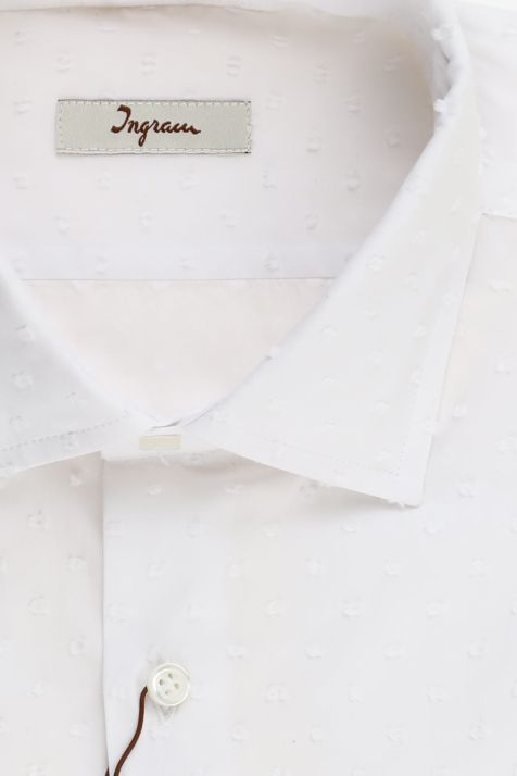 Men's Shirt Ingram Slim Semi-plain 100% cotton collar French Long sleeve