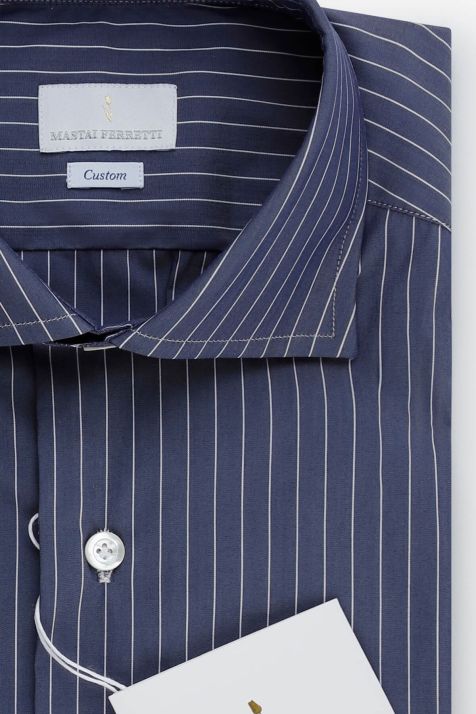 Camisa Hombre Mastai Ferretti Regular Rayas 100% algodón cuello Francés Manga larga