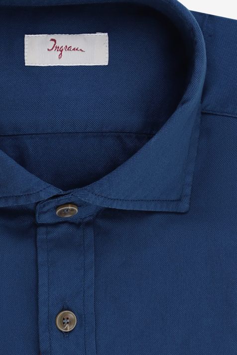 Hemd Herren Ingram Slim Einfarbig 100% Baumwolle kragen Französisch Lange Ärmel