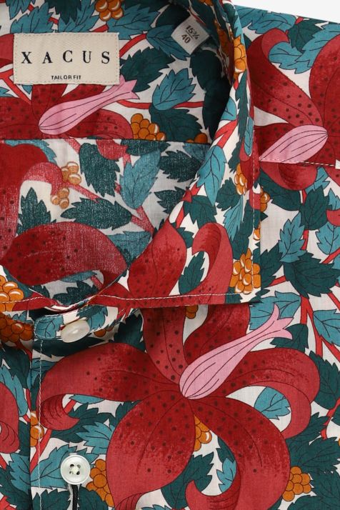 Camisa Hombre Xacus Regular Estampada 100% algodón cuello Francés Manga larga