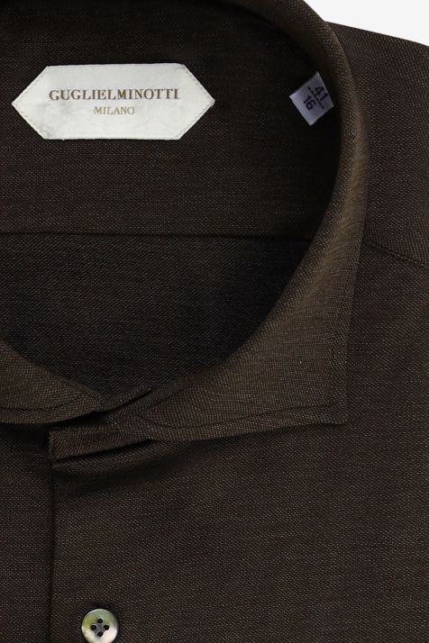 Chemise Homme Guglielminotti Regular Sans Repassage Uni 85 % polyamide, 15 % élasthanne col Italien Manche longue