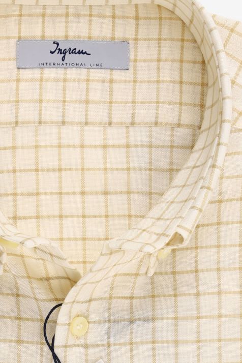 Hemd Herren Ingram Regular Karo 80% Baumwolle 20% Leinen kragen Button-Down Lange Ärmel