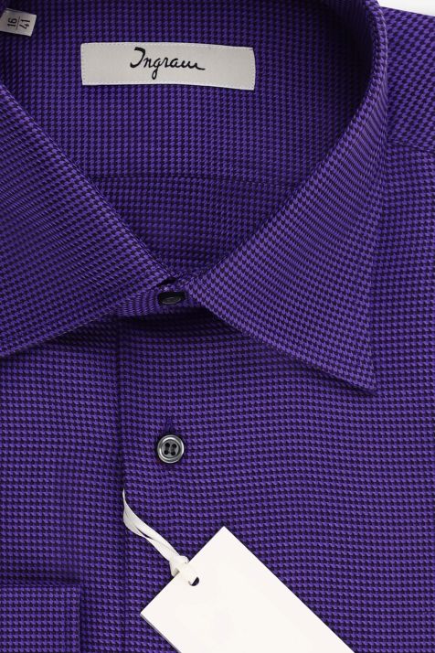 Men's Shirt Ingram Slim Semi-plain 100% cotton collar Italian Long sleeve