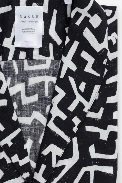 Hemd Herren Xacus Classic Muster 60% Leinen 40% Baumwolle kragen Hawaiikragen Kurze Ärmel