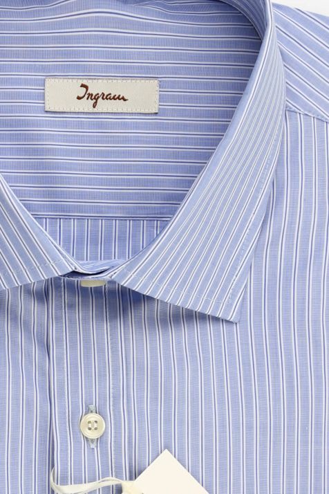 Men's Shirt Ingram Classic Stripe 100% cotton collar French Long sleeve