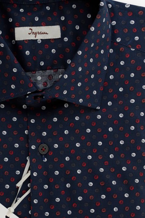 Camisa Hombre Ingram Slim Estampada 97% algodón 3% elastan cuello Francés Manga larga