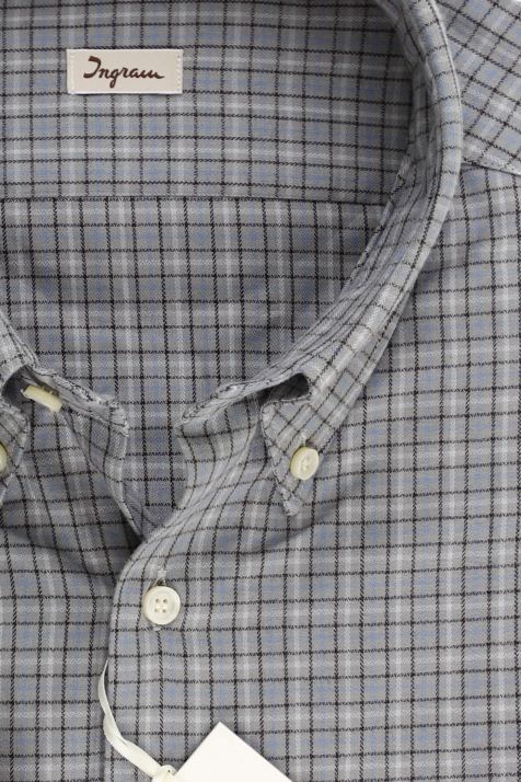 Hemd Herren Ingram Slim Karo 100% Baumwolle kragen Button-Down Lange Ärmel
