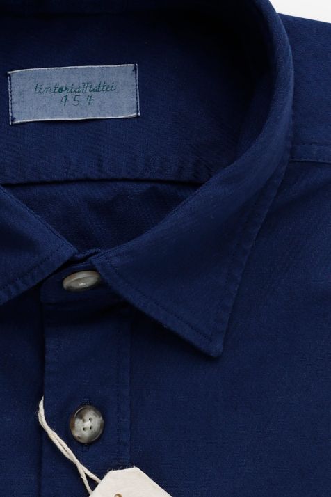 Men's Shirt Tintoria Mattei Regular Plain 97% cotton 3% elastan collar Italian Long sleeve