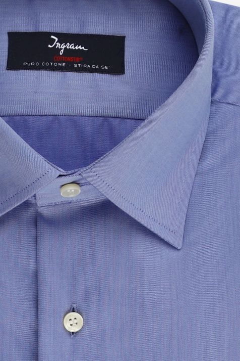 Hemd Herren Ingram Slim Bügelfreie Einfarbig 100% Baumwolle kragen Italienisch Lange Ärmel