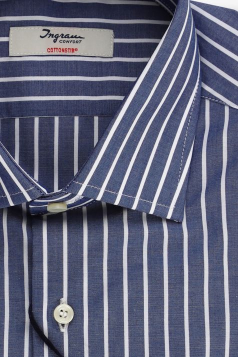 Men's Shirt Ingram Slim Not Iron Stripe 100% cotton collar French Long sleeve
