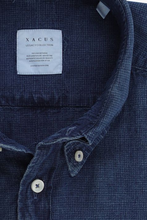 Camisa Hombre Xacus Regular Lisa 55% lino, 45% algodón cuello Abotonado Manga larga